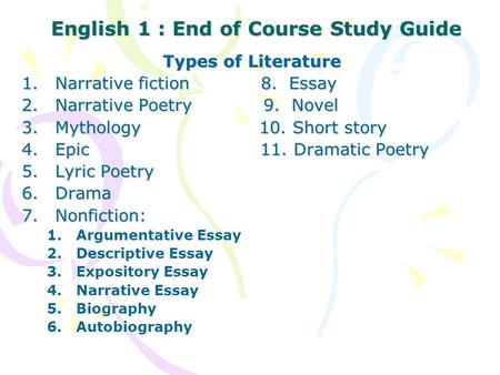 English 1 : End of Course Study Guide