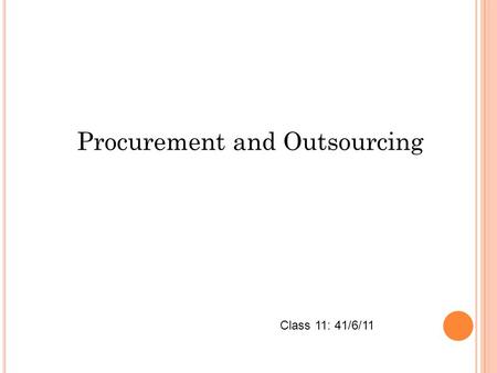 Procurement and Outsourcing