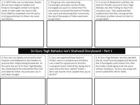 3. In an act of desperation and fear, the Kashmiri Pandits came to Sri Guru Tegh Bahadur Jee after finding no help from anywhere else. They explained their.