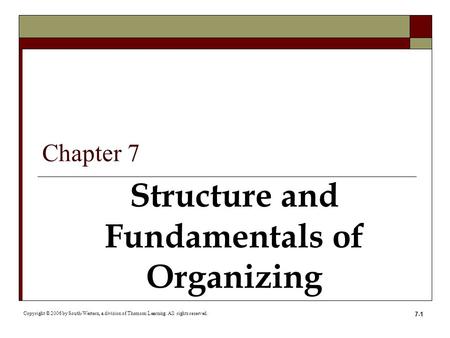 Structure and Fundamentals of Organizing