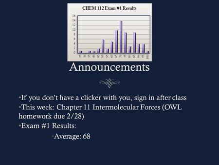 Announcements If you don’t have a clicker with you, sign in after class If you don’t have a clicker with you, sign in after class This week: Chapter 11.