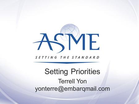 Setting Priorities Terrell Yon