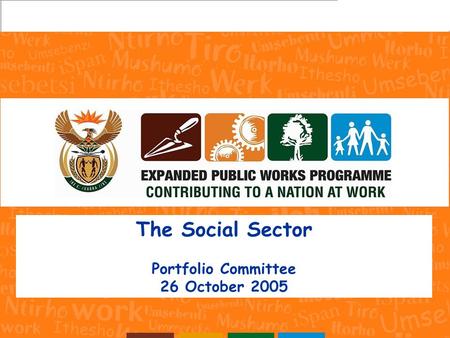 The Social Sector Portfolio Committee 26 October 2005.