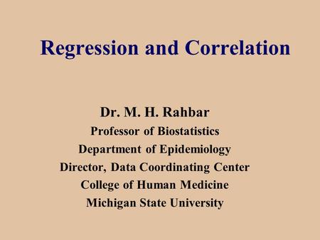 Regression and Correlation