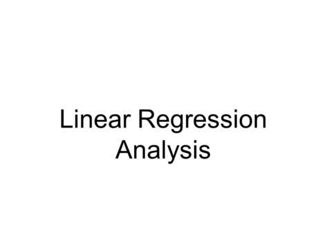 Linear Regression Analysis