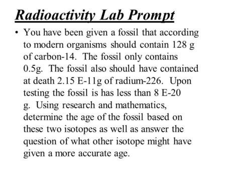 Radioactivity Lab Prompt