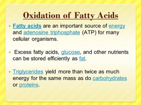 Oxidation of Fatty Acids