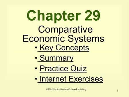 Chapter 29 Comparative Economic Systems