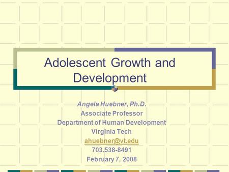 Adolescent Growth and Development