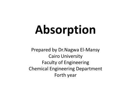 Absorption Prepared by Dr