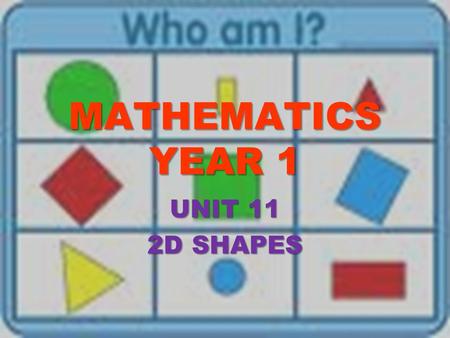 MATHEMATICS YEAR 1 UNIT 11 2D SHAPES.