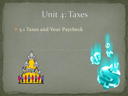  5.1 Taxes and Your Paycheck.  Payroll Tax  Income Tax  Federal Insurance Contribution Act (FICA)  Withholding  Gross Income  Net Income  Form.