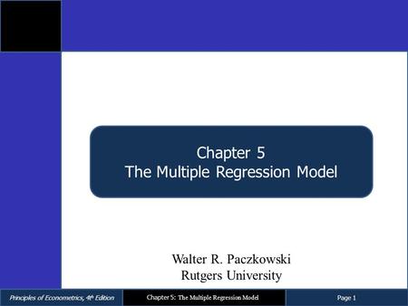 The Multiple Regression Model