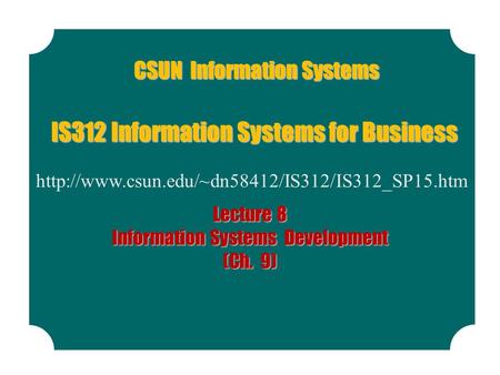 IS312 Information Systems for Business