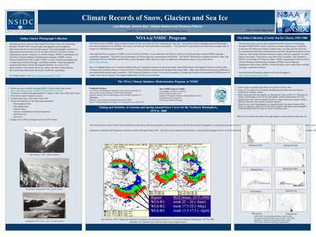 The NOAA team at NSIDC supports approximately 60 data sets while actively compiling new data sets. Our primary focus is managing and publishing data sets.