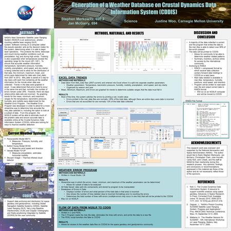 Poster Design & Printing by Genigraphics ® - 800.790.4001 NASA’s Next Generation Satellite Laser Ranging System (NGSLR) is an autonomous, photon- counting.