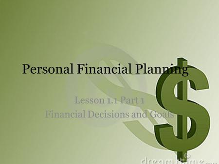 Personal Financial Planning