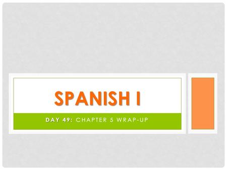 DAY 49: DAY 49: CHAPTER 5 WRAP-UP SPANISH I. HAGA AHORA HAGA AHORA EL 27 DE ENERO VERB INFINITIVEMEANING QUERER PODER CORRER PONER EMPEZAR TENER SER ESTAR.