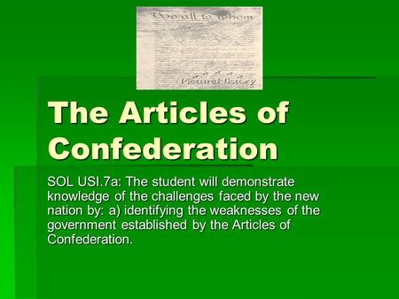 The Articles of Confederation