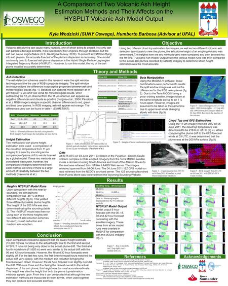 A Comparison of Two Volcanic Ash Height Estimation Methods and Their Affects on the HYSPLIT Volcanic Ash Model Output Kyle Wodzicki (SUNY Oswego), Humberto.