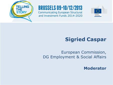 Sigried Caspar European Commission, DG Employment & Social Affairs Moderator.