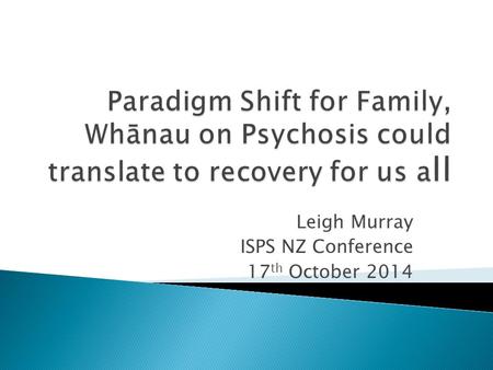 Leigh Murray ISPS NZ Conference 17 th October 2014.