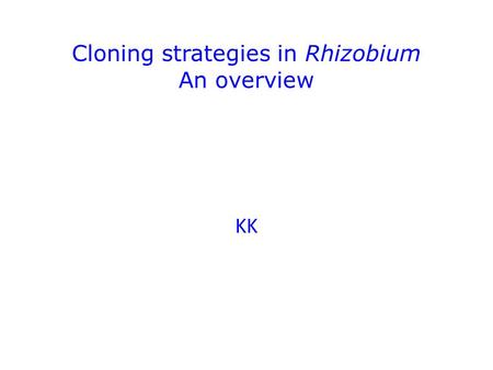 Cloning strategies in Rhizobium An overview