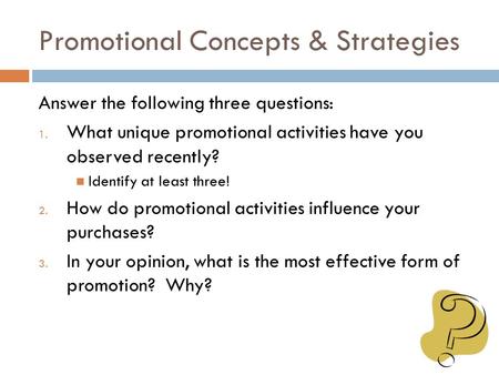 Promotional Concepts & Strategies