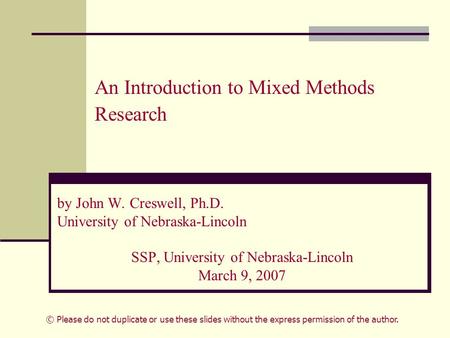 An Introduction to Mixed Methods Research