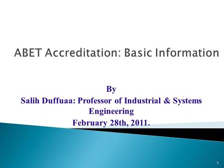 ABET Accreditation: Basic Information