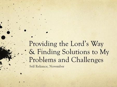 Self Reliance, November