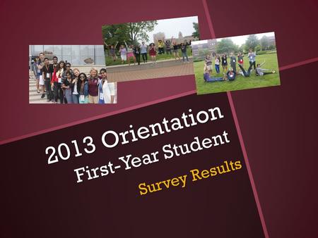 2013 Orientation First-Year Student Survey Results.