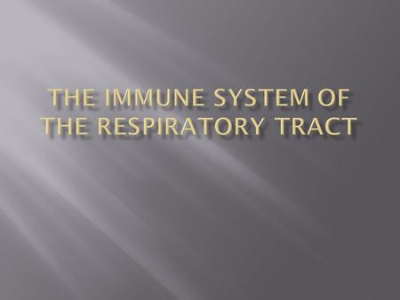 LocationHost Defense Mechanism** Upper Airways (trap particles > 10 um) NasopharynxNasal hair Turbinates Waldeyer’s Ring: pharyngeal and tubal tonsils.