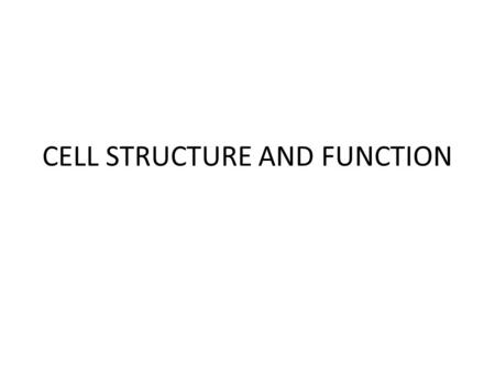 CELL STRUCTURE AND FUNCTION