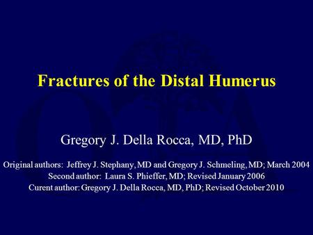 Fractures of the Distal Humerus