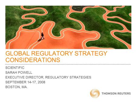 GLOBAL REGULATORY STRATEGY CONSIDERATIONS SCIENTIFIC SARAH POWELL EXECUTIVE DIRECTOR, REGULATORY STRATEGIES SEPTEMBER 14-17, 2008 BOSTON, MA.