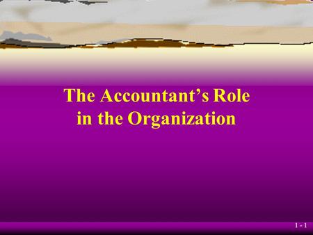 1 - 1 The Accountant’s Role in the Organization. 1 - 2 JOIN KHALID AZIZ l ECONOMICS OF ICMAP, ICAP, MA-ECONOMICS, B.COM. l FINANCIAL ACCOUNTING OF ICMAP.