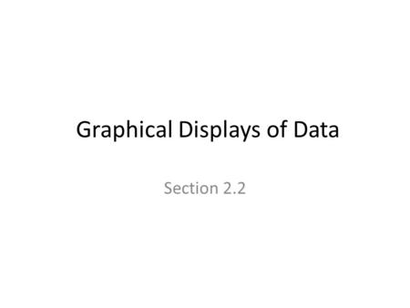 Graphical Displays of Data Section 2.2. Objectives Create and interpret the basic types of graphs used to display data.