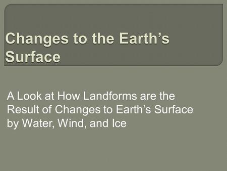 Changes to the Earth’s Surface