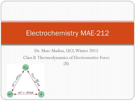 Electrochemistry MAE-212