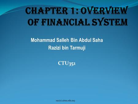 Chapter 1: Overview of financial system