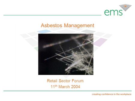 Asbestos Management Retail Sector Forum 11 th March 2004.