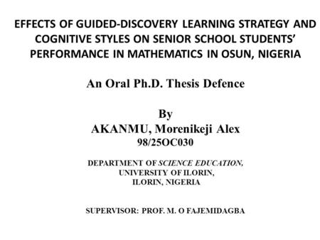 AKANMU, Morenikeji Alex DEPARTMENT OF SCIENCE EDUCATION,