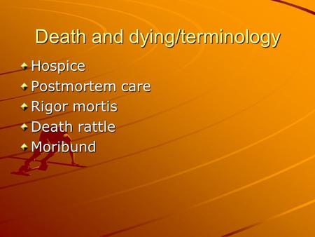 Death and dying/terminology