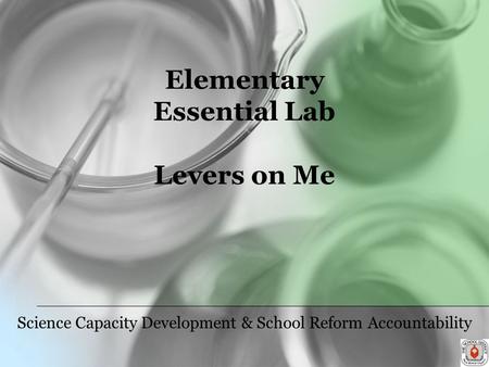 Elementary Essential Lab Levers on Me Science Capacity Development & School Reform Accountability.