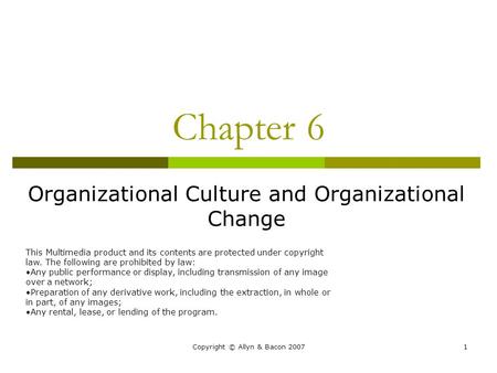 Organizational Culture and Organizational Change