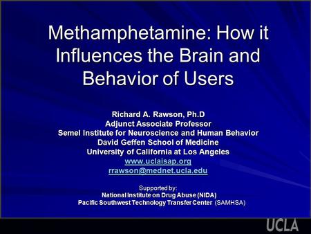 Methamphetamine: How it Influences the Brain and Behavior of Users