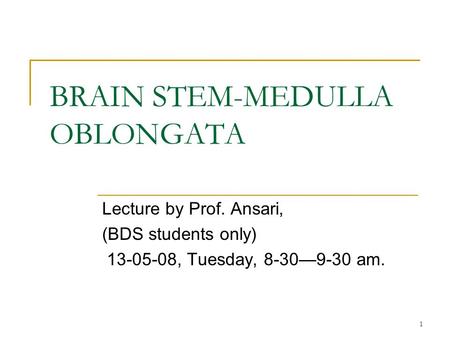 BRAIN STEM-MEDULLA OBLONGATA