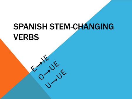 SPANISH STEM-CHANGING VERBS E→IE O→UE U→UE. Tener Querer Pensar Empezar Comenzar Perder To have To want To think To begin (start) To lose LOS VERBOS QUE.