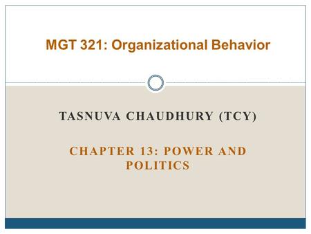 MGT 321: Organizational Behavior